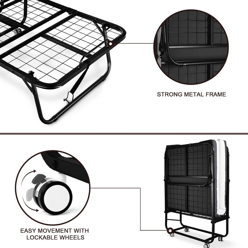 Portable Adult Cot With Memory Foam And Sponge - 75"L X 31"W 16.8"H, Comfortable Rest Folding Bed Mattress Included For Adults, 46"W, 450Lb Load Capacity, Removable Cover, Easy Assembly
