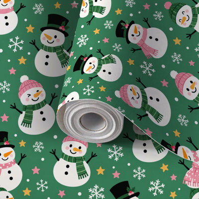 Peel and Stick Wallpaper Winter Wonderland Snowmen Reindeer Christmas Trees Removable Self Adhesive Contact Paper Decorative Wall Covering Renter Friendly DIY for Bedroom Living Room Kitchen Bathroom Accent Wall