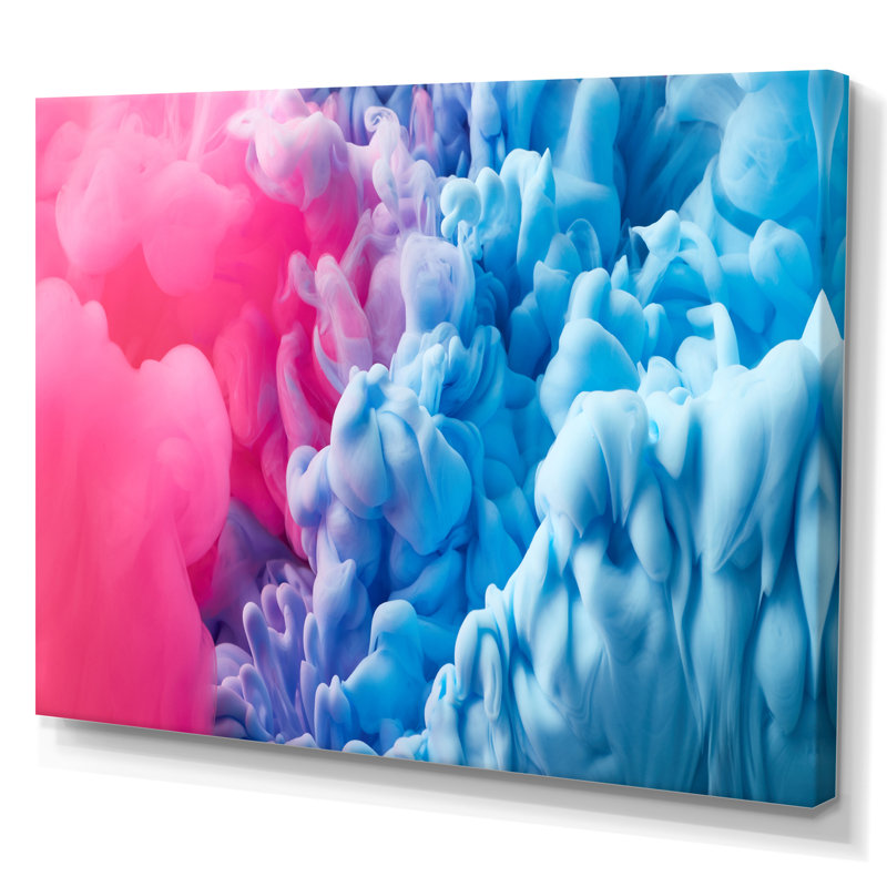 Art mural sur toile turquoise et rose liquide II, H 8 po x l 12 po x P 1,5 po, Toile tendue