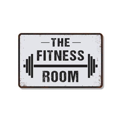 Fitness Room Vintage Style (2 Pack) 8 Inch x 12 Inch Plastic Sign