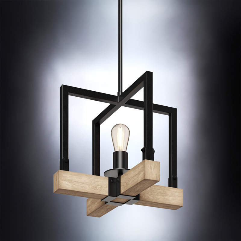 Broadway 1 - Light Square/Rectangle Pendant, Matte Black/White Ash