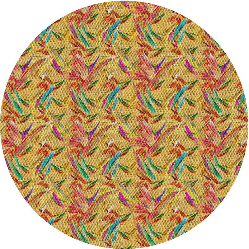 Tapis vert/rouge tissé à la machine, Rond 3 pi
