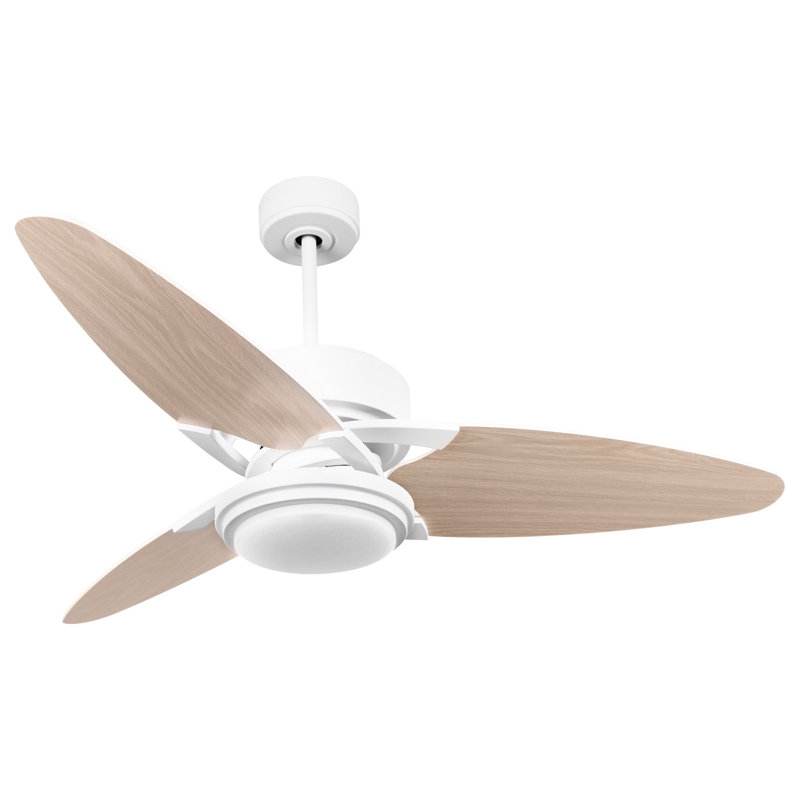 Maddox 52'' Ceiling Fan with Remote, Light Kit Included, White Oak, White