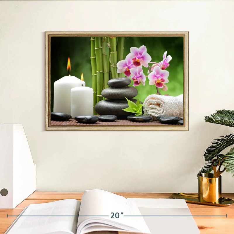 Zen Spa Indulgence, 13 po x 9 po, Cadre flottant en bois naturel