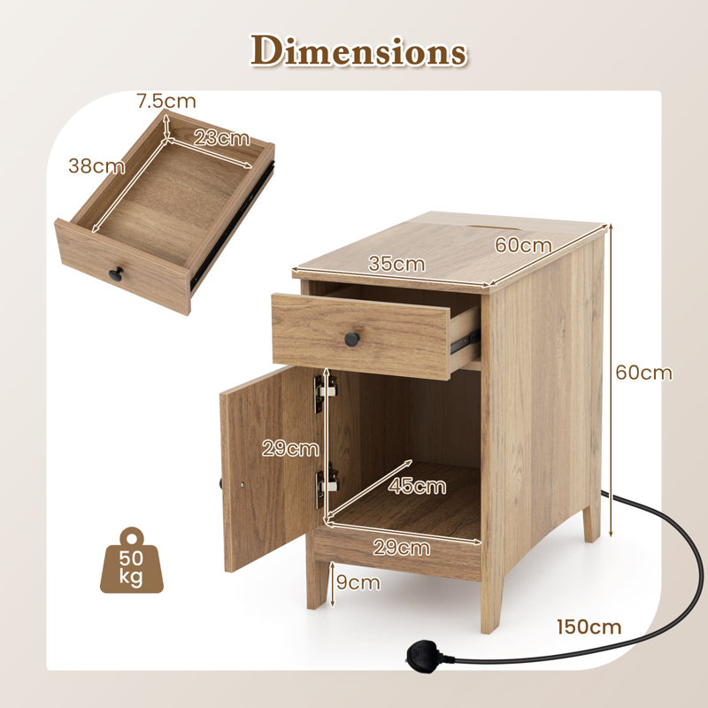 Asfiya End Table, Natural 