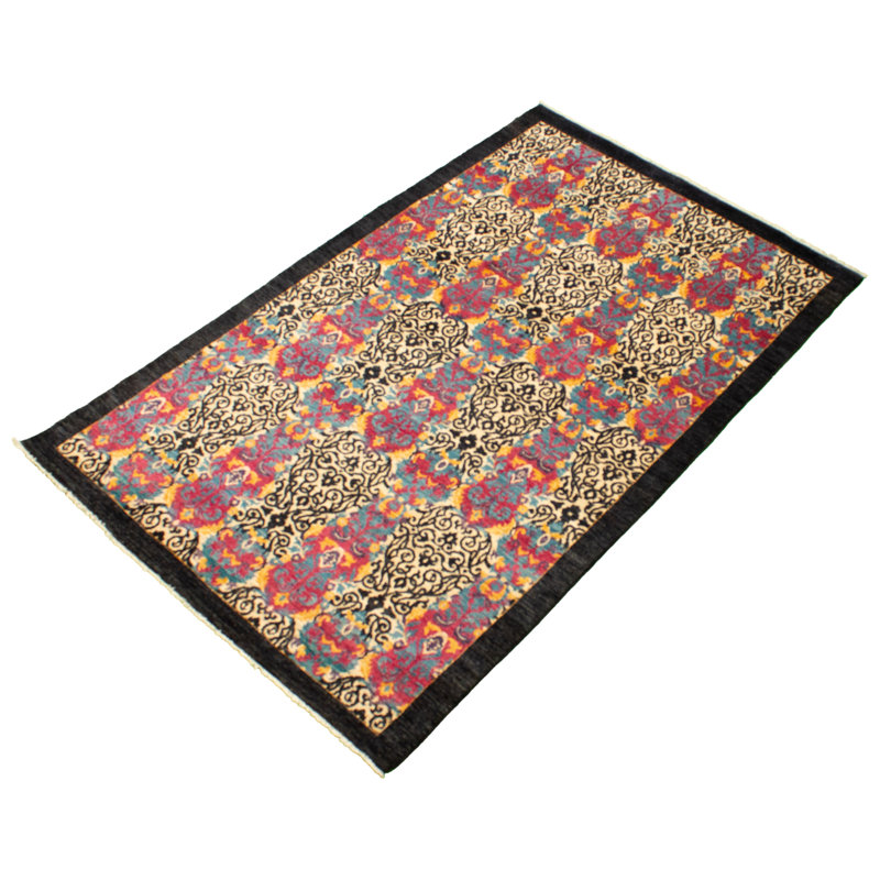 Tapis décoratif de laine noué à la main de conception unique 5 pi 1 po x 8 pi 2 po Decarcer New Age Lahore