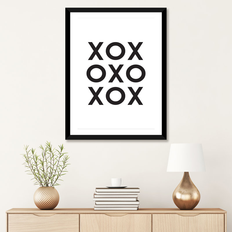 Xox - reproduction d'impression, Papier encadré noir, Blanc, H 32 po x l 24 po x P 1 po