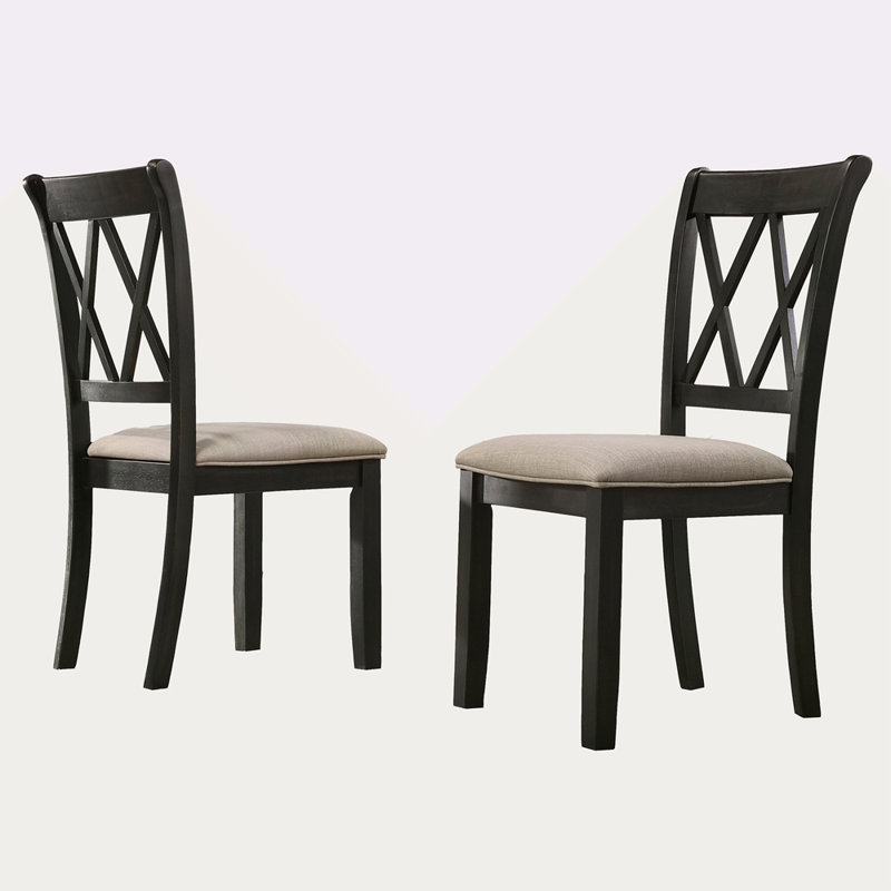 Ensemble de 2 chaises rembourrées en tissu, Noir