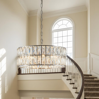 Lustre en cristal, luminaire suspendu semi-encastré rond à cinq niveaux, grand luminaire de luxe moderne pour les salons, les salles à manger, les chambres à coucher, les couloirs