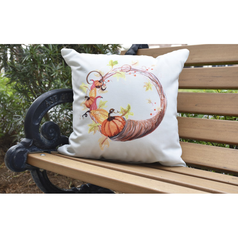 Housse de coussin carrée extérieure en forme de couronne cornicopia Bigner, Vert clair, 18 po x 18 po