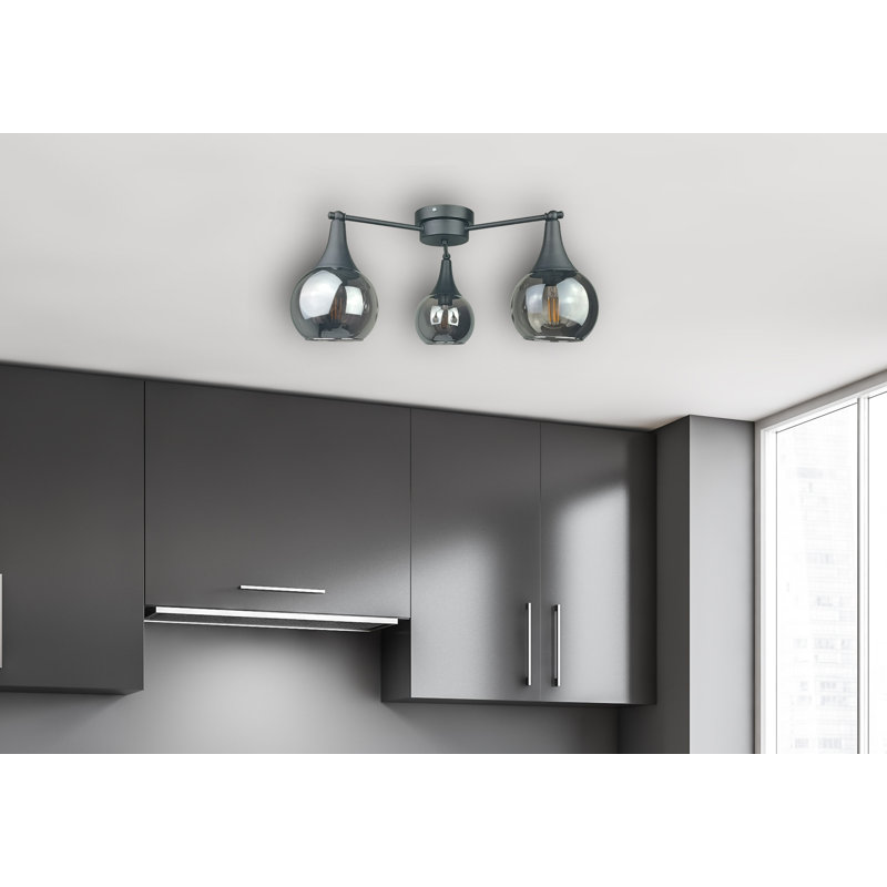 Bornaman Glass Semi Flush Mount, Black