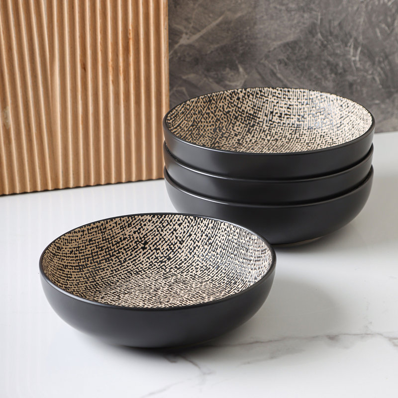 Stone Lain Sophie 4-Piece Bowl Set Stoneware, Black