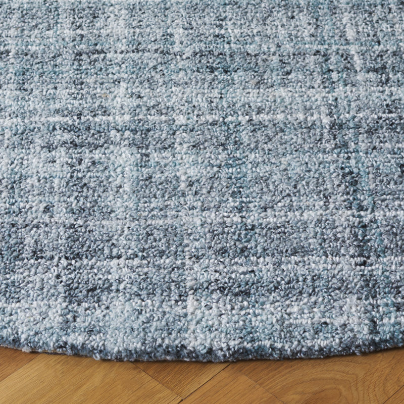 Abstract 976 Hand Tufted Pet/Cotton Abstract Indoor Use Only Rug in Aqua/Gray, Round 6'
