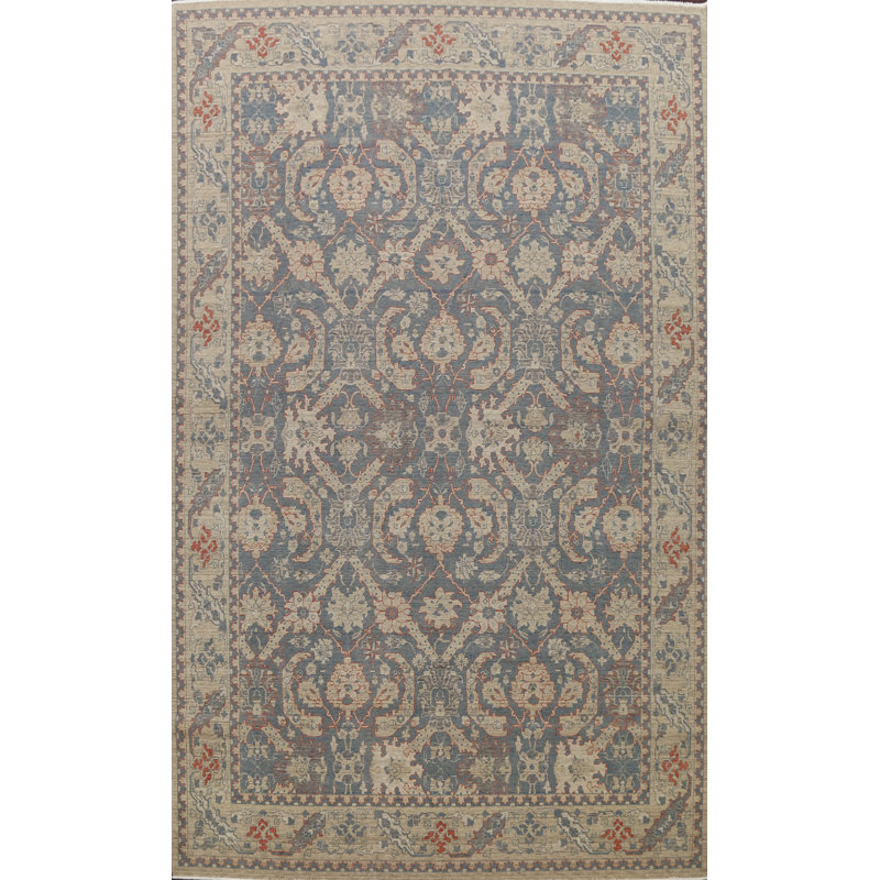 Tapis bleu clair / ivoire en laine Ziegler