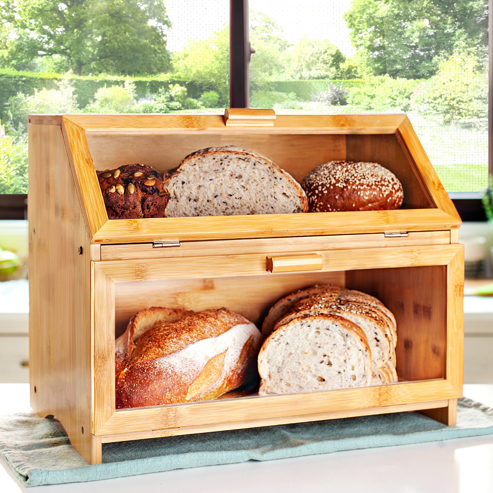 Rolltop Bread Box Farmhouse Bread Boxes Multi Purpose Storage Container for