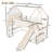 Full Size Loft Bed With Bookshelf Playful Design For Kids House-Shaped Structure With Slide High-Quality Safety Rails,Beige-2089989199-2089989195