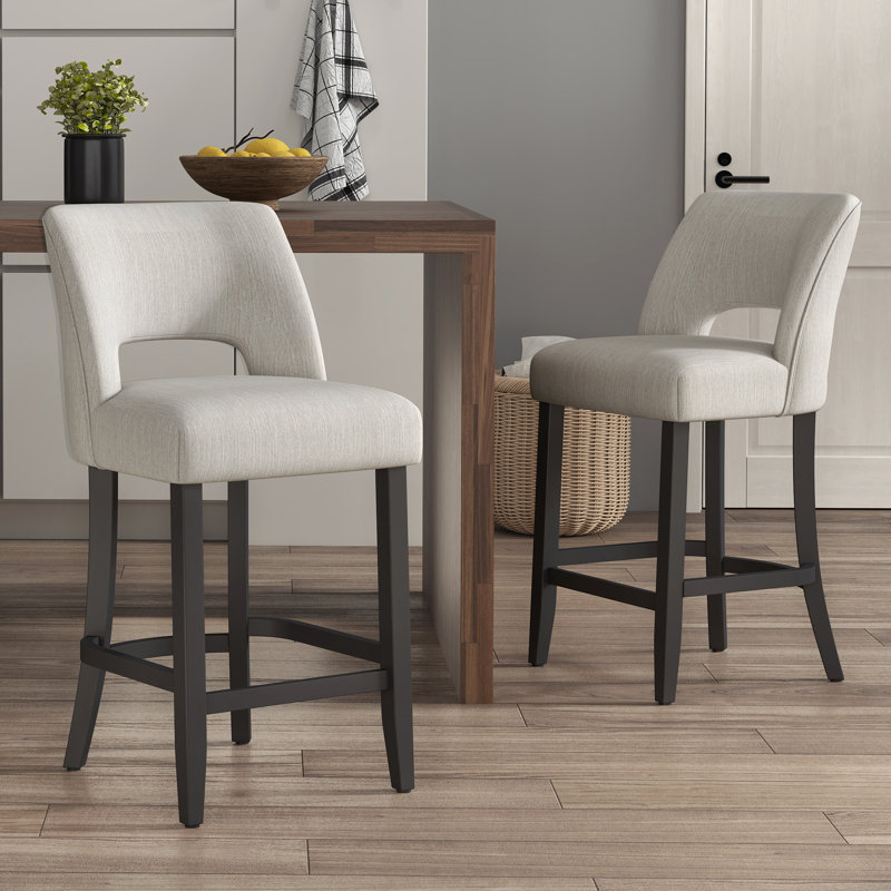 Tabouret de bar Bisto, Pieds noirs beiges