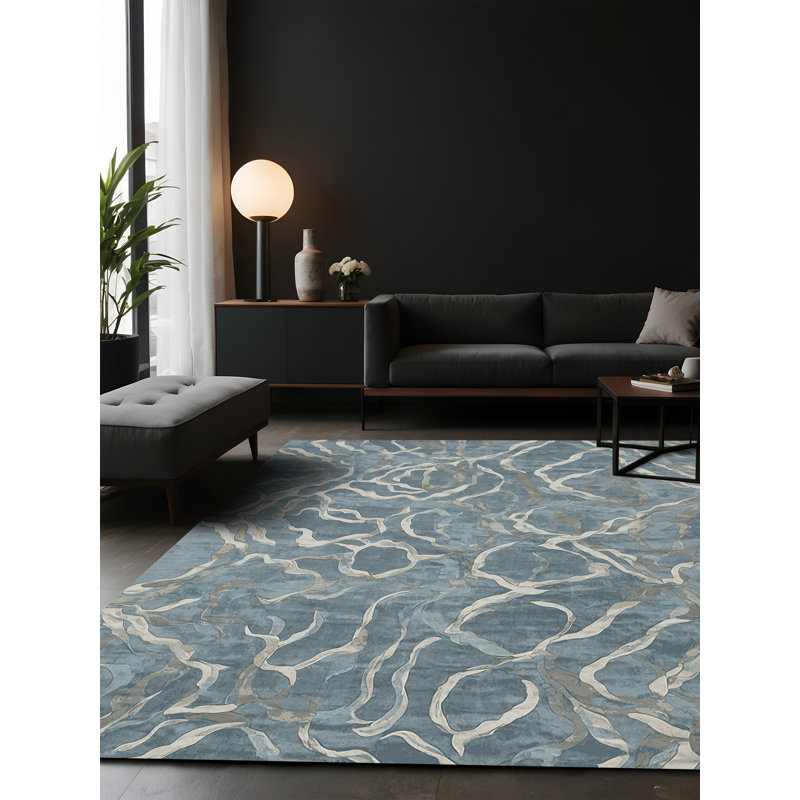 Tapis gris soyeux et moelleux, Carré 3 pi