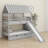 Twin Over Twin House Bunk Bed, Bed Frame With Trundle And Slide, Storage Staircase, Roof And Window Design-1931916818