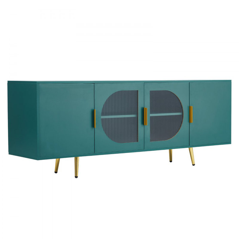 TV Stand for TVs up to 75 in Modern Entertainment Center with Glass Doors