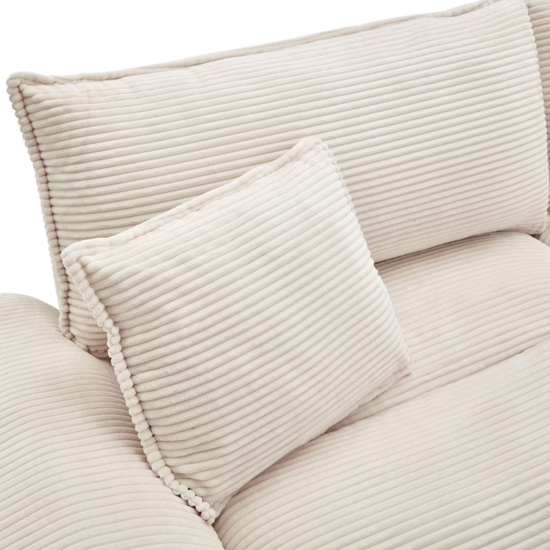 Causeuse-lit en velours Corduroy, Beige