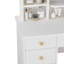 Bureau de coiffeuse moderne avec miroir, 5 tiroirs, tablettes et tabouret assorti, coiffeuse à maquillage-114228074