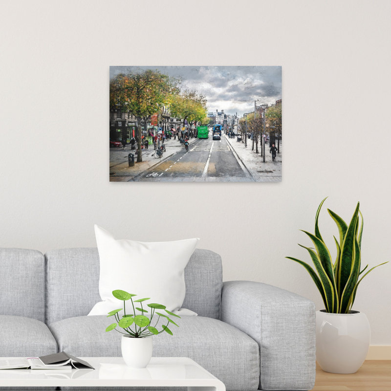 Paysage urbain d'automne, art urbain abstrait, H 24 po x l 36 po