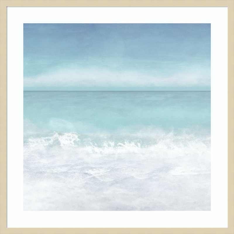 «Tranquil Ocean Waves Beach II» par Wood, reproduction d'art encadrée, H 33 po x l 33 po