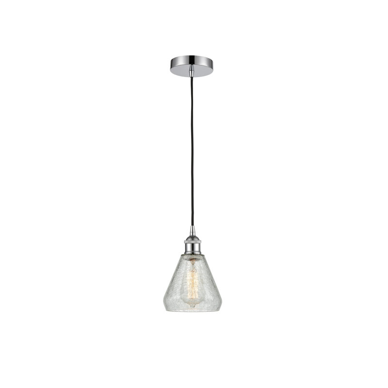 Luminaire suspendu conique à 1 lumière Petronille, Chrome poli