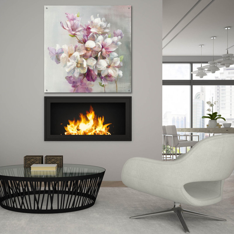 Art mural en verre «Sweet Magnolia» par Danhui Nai, H 36 po x l 36 po x P 0,2 po