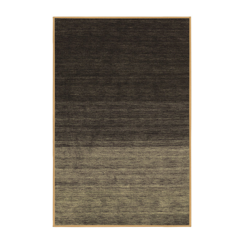 Tapis ombré tissé à la machine en brun / gris / noir, Rectangle 2 pi x 3 pi