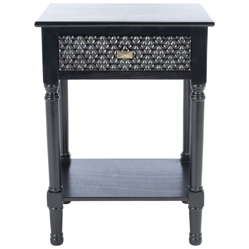 Peters End Table with Storage, Black