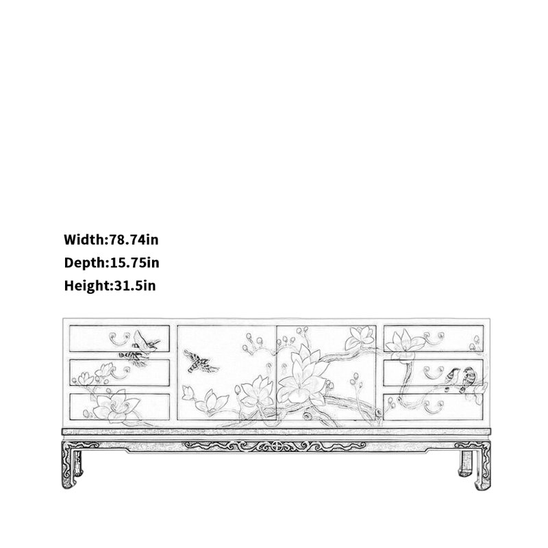 Meuble télé peint en jaune, H 31,5 po x L 78,74 po x l 15,75 po