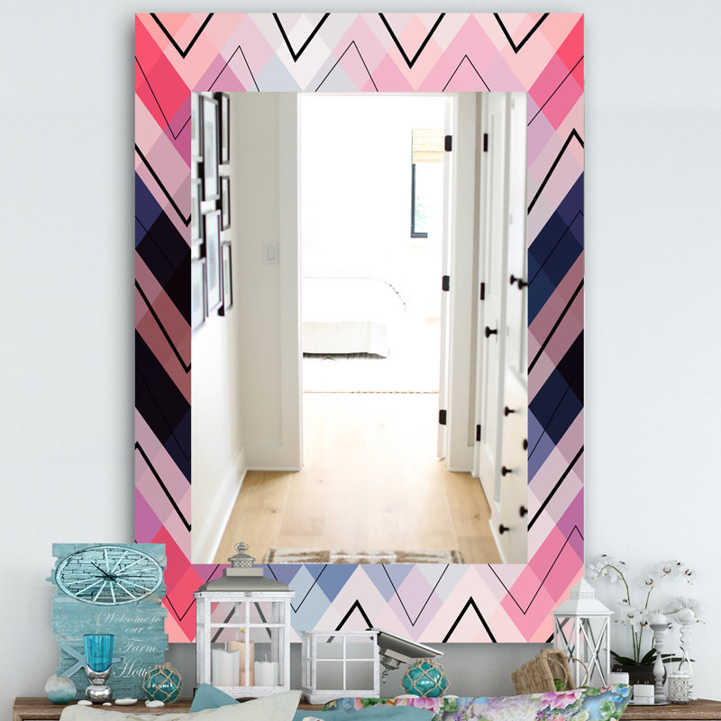 Miroir mural à chevron géométrique moderne, H 24 po x l 32 po
