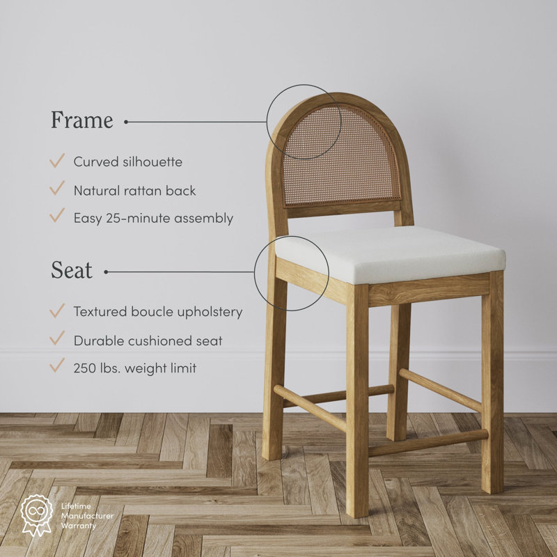 Bay Isle Home Boucle Upholstered Bar Stool - Thumbnail 3