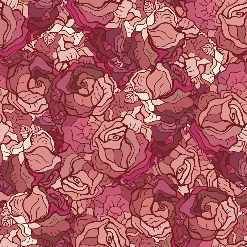 Motif de roses Kamuri par Katyau, H 12 po x l 12 po
