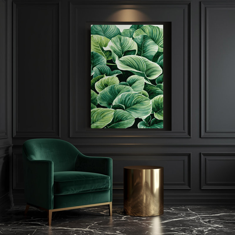 "Watercolor Botanical 44", art mural sur toile verte