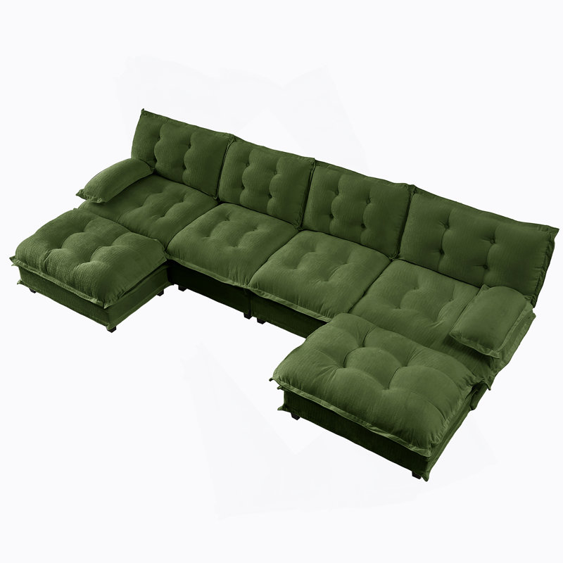 Canapé modulaire en forme de U de 138 pouces avec 2 repose-pieds, assise profonde en chenille de 4 places confortable pour les salons et les appartements