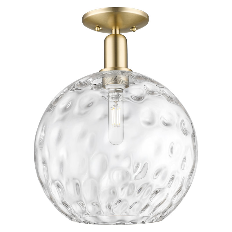 Arcadia - Champlon - 1 Light 12" Semi-Flush Mount - Champagne Bronze Finish - Clear Water Glass Shade, 15" H x 12" W x 12" D
