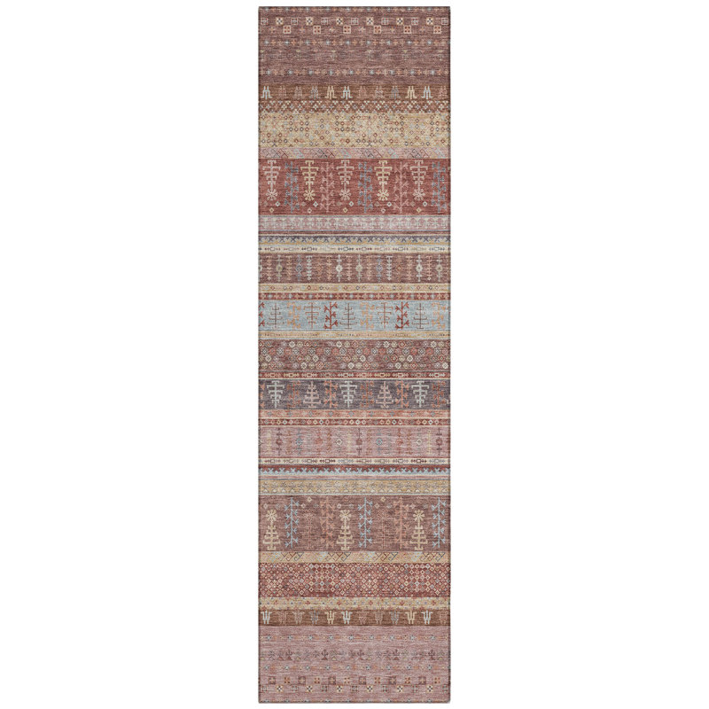 Machine Washable Indoor/Outdoor Meredith ACN2160 Striped Rug, Runner 2'3" x 7'6"