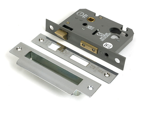 Polished Bronze 3" Euro Profile Sash Lock, Polished Chrome