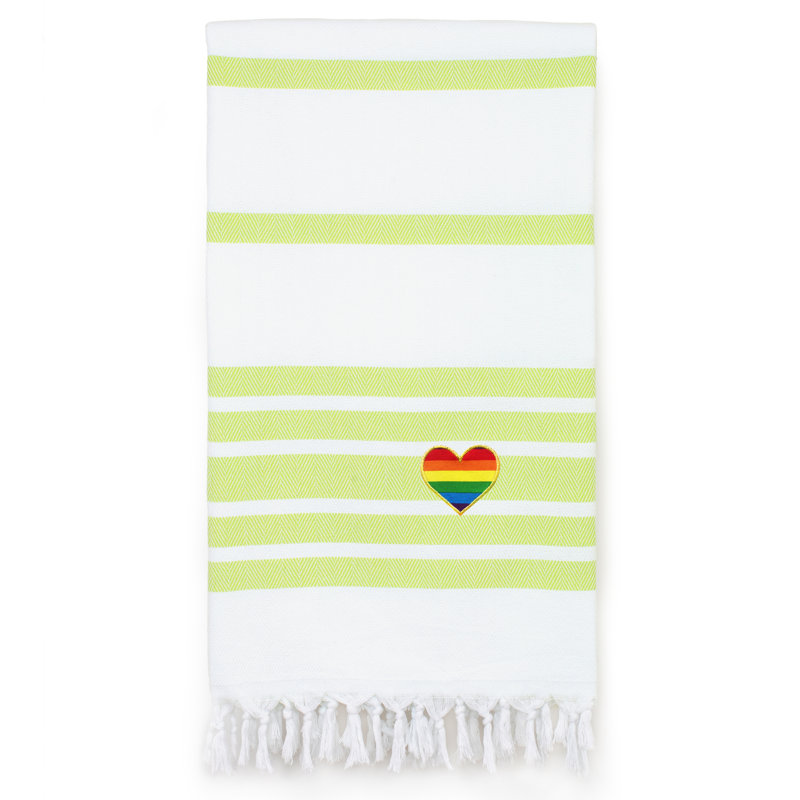  Serviette de plage turque en coton, Vert / blanc