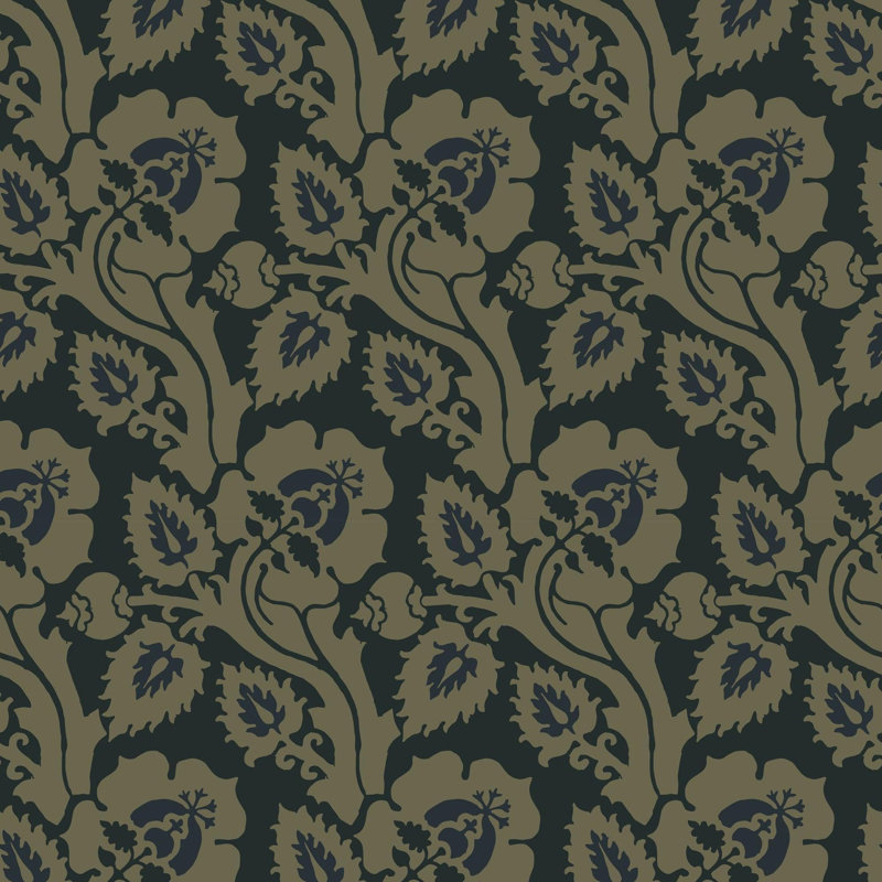 Paisley Briar - Botanical Wallpaper, Pastel Pond, Faux Grasscloth
