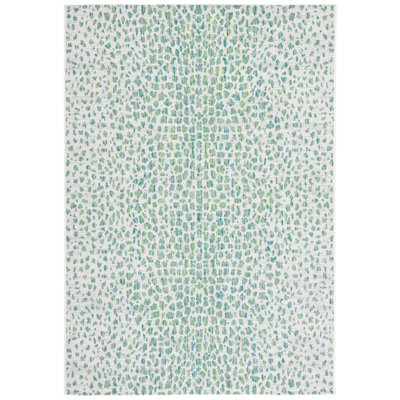 Animal Print Ivory/Green Indoor/Outdoor Area Rug
