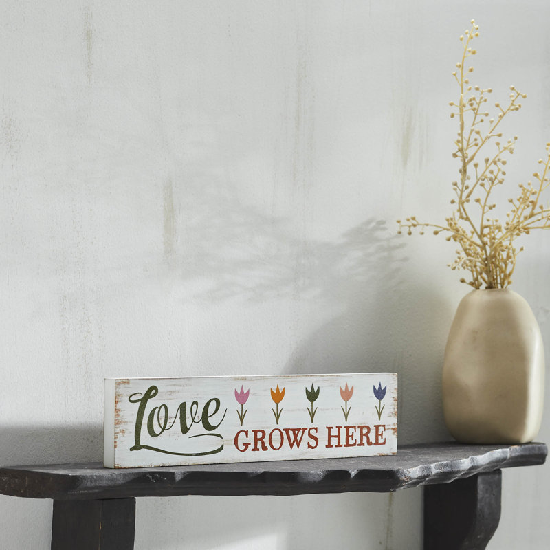 «Spring In Bloom Love Grows Here» avec panneau mural en MDF tulipes 3 x 12 x 0,75