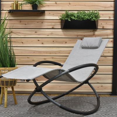 Vivere Orbital Rocking Lounger Made with Premium Outdoor Fabric (330 lb Capacity) by Arlmont & Co.