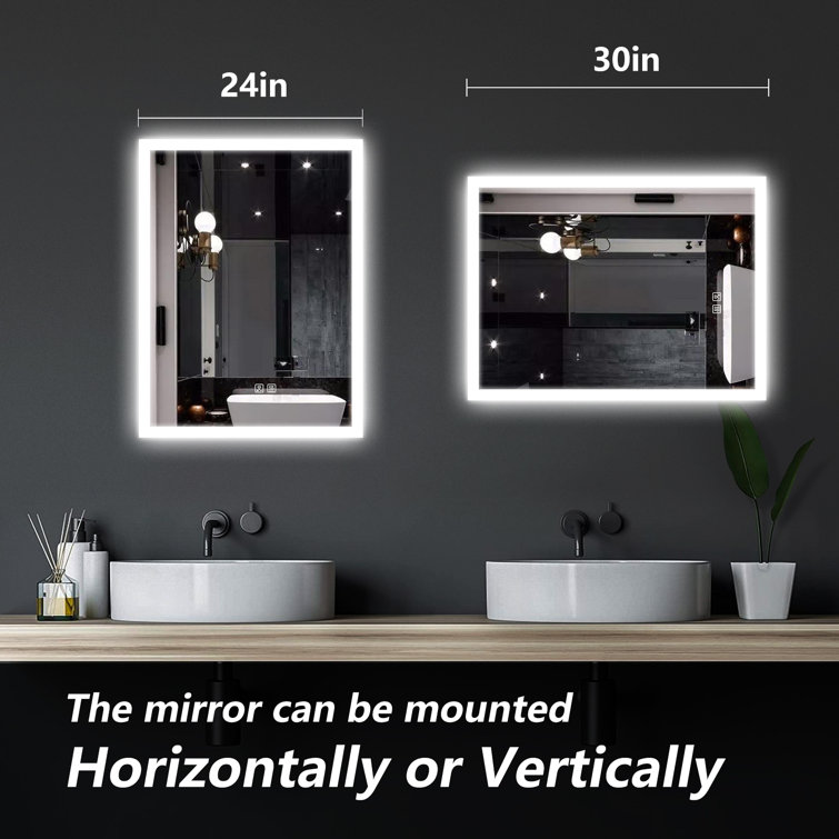 LED Bathroom Mirror, Dimmable Vanity Mirror Anti-Fog Wall Mounted with Lights Orren Ellis Size: 48 x 30