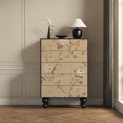 Versatile Walnut Storage Cabinet with 5 Drawers