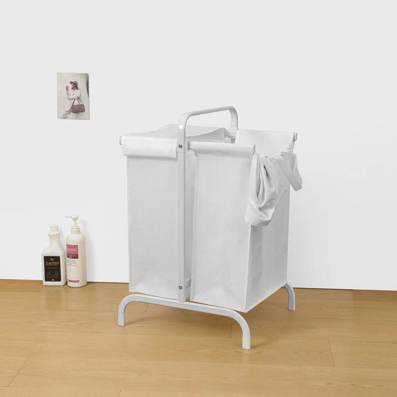 2-Tier Laundry Hamper 110L Large Oxford Clothes Basket Sorter With, Lid And Sorting Cards For Clothes & Toys Storage, White