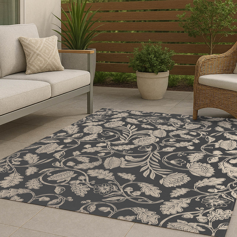 Autumn Vines Non Slip Outdoor Rug, Rectangle 8' x 10'